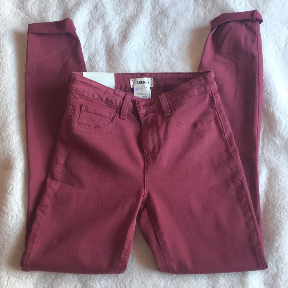 L’Agence | Marguerite High Waist Skinny Jeans in Black Cherry Size 24
